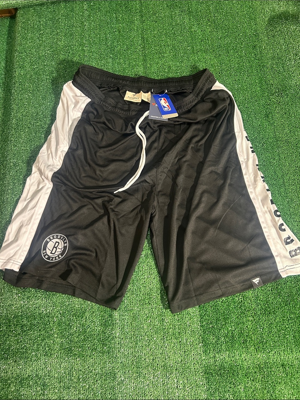 Fanatics Brooklyn 2XLand 3XLNets Black and White Athletic Shorts